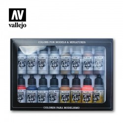 VALLEJO 71.181 Model Air Set Metallic Effects (16) 16 Color Set 17 ml.