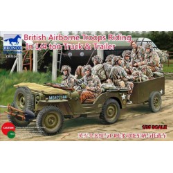 BRONCO CB35169 1/35 British Airborne Troops Riding In 1/4 ton Truck & Trailer