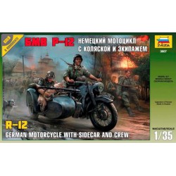 ZVEZDA 3607 1/35 German Motorcycle R12 with Sidecar and Crew
