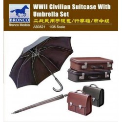 BRONCO AB3521 1/35 WWII Civilian Suitcase with Umbrella Set