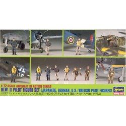 HASEGAWA 35008 1/72 Pilot Figure Set Jap, Ger, U.S.GB Pilot Figurines