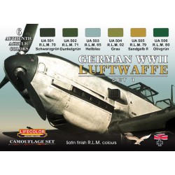 LifeColor CS06 German WWII Luftwaffe Set 1 6x 22ml Acrylic Colours