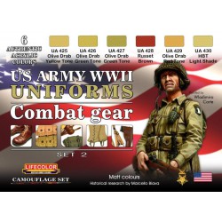 LifeColor CS18 WWII US ARMY Uniforms Colours Set 2 6x 22ml Acrylic Colours