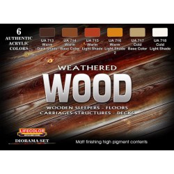 LifeColor CS20 Weathered Wood 6x 22ml Acrylic Colours