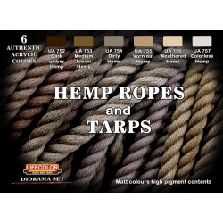 LifeColor CS28 Diorama Set Hemp ropes And tarps 6x 22ml Acrylic Colours