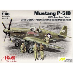 ICM 48125 1/48 Mustang P-51 B WWII American Fighter with  USAAF Pilots and Ground Personnel