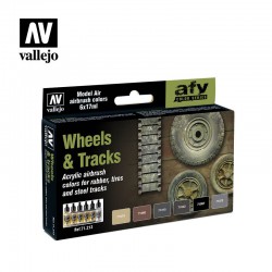 VALLEJO 71.213 Model Air Set Wheels & Tracks (6) AFV 6 Color Set 17 ml.