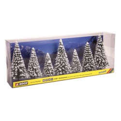NOCH 25087 HO 1/87 Snow Fir Trees, 7 pieces, 8 - 12 cm high