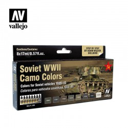 VALLEJO 71.188 Model Air Set Soviet WWII Camo Colors (8) by Adam Wilder AFV 8 Color Set 17 ml.