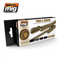 AMMO BY MIG A.MIG-7105 Acrylic Paint Set (6 jars) Tires and Tracks