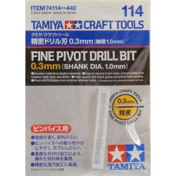 TAMIYA 74114 Fine Pivot Drill Bit 0.3mm (Shank Dia. 1.0mm)