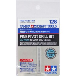 TAMIYA 74128 Fin Foret 0.7mm Mandrin 1mm - Fine Pivot Drill Bit 0.7mm
