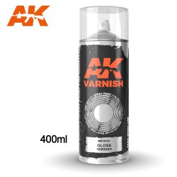 AK INTERACTIVE AK1012 GLOSS VARNISH - SPRAY 400ml (INCLUDES 2 NOZZLES)