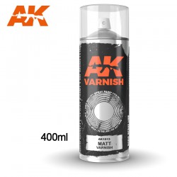 AK INTERACTIVE AK1013 MATT VARNISH - SPRAY 400ml (INCLUDES 2 NOZZLES)