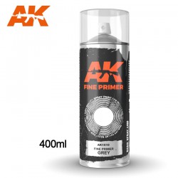AK INTERACTIVE AK1010 FINE PRIMER GREY - SPRAY 400ml (INCLUDES 2 NOZZLES)