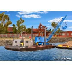 KIBRI 39156 HO 1/87 Working pontoon with MENCK excavator M154 LC