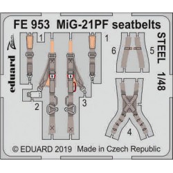 EDUARD FE953 Photo Etched 1/48 MiG-21PF seatbelts STEEL For EDUARD