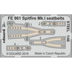 EDUARD FE961 Photo Etched 1/48 Spitfire Mk. I seatbelts STEEL For Tamiya