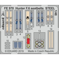 EDUARD FE970 Photo Etched 1/48 Hunter F.6 seatbelts STEEL For Airfix