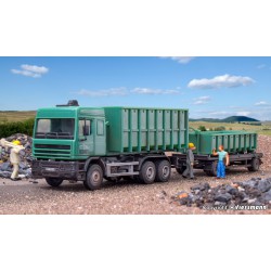 KIBRI 15211 HO1/87 DAF 3-axle dump truck with dumb trailer