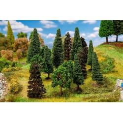 FALLER 181529 HO 1/87 15 Mixed forest trees, assorted