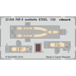 EDUARD 23034 1/24 Photo Etched F6F-5 seatbelts Steel for Airfix A19004