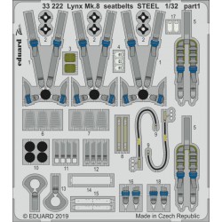 EDUARD 33222 1/32 Photo Etched Lynx Mk.8 seatbelts Steel for Revell