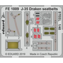 EDUARD FE1009 1/48 Photo Etched J-35 Draken seatbelts STEEL for Hasegawa