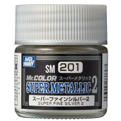 GUNZE SM201 Mr. Color Super Metallic Colors II (10 ml) Super Fine Silver II