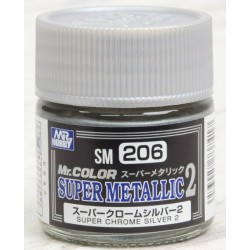 GUNZE SM206 Mr. Color Super Metallic Colors II (10 ml) Super Chrome Silver II