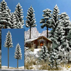 BUSCH 6153 1/87 2 Snow Covered High Trunk Spruces