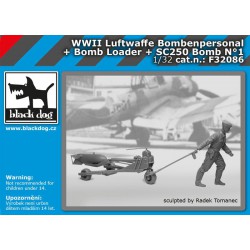 BLACK DOG F32086 1/32 WW II Luftwaffe Bombenpersonal + b.loader +SC250 N°1