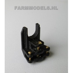 FARMMODELS 20821/Black 1/32 Crochet d'attelage inférieur noir, avec double oeillet avec 2x connexion au guidon