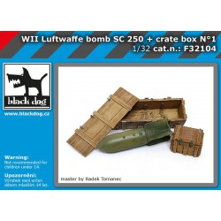 BLACK DOG F32104 1/32 WW II Luftwaffe bomb SC 250 + crate box N1