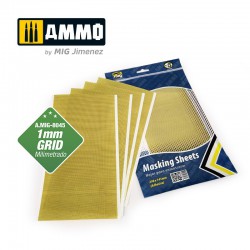 AMMO BY MIG A.MIG-8045 MASKING SHEETS 1mm GRID. x5 SHEETS. 290x145mm (Adhesive)