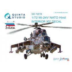 QUINTA STUDIO QD72019 1/72 Mi-24V NATO (black panels) 3D-Printed & coloured Interior on decal paper (for Zvezda kit)