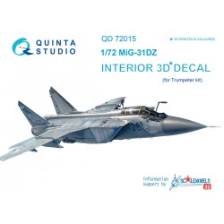 QUINTA STUDIO QD72015 1/72 MiG-31DZ 3D-Printed & coloured Interior on decal paper (for Trumpeter kit)