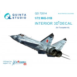 QUINTA STUDIO QD72014 1/72 MiG-31B 3D-Printed & coloured Interior on decal paper (for Trumpeter kit)