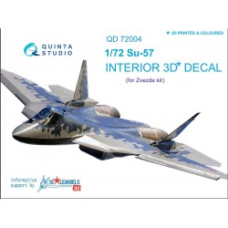 QUINTA STUDIO QD72004 1/72 SU-57 3D-Printed & coloured Interior on decal paper (for Zvezda kit) (version blue panel colour)