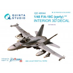 QUINTA STUDIO QD48044 1/48 F/A-18 ++ (early) 3D-Printed & coloured Interior on decal paper (for Kinetic kit)