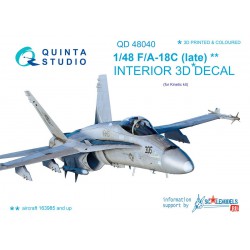 QUINTA STUDIO QD48040 1/48 F/A-18C (late) 3D-Printed & coloured Interior on decal paper (for Kinetic kit)