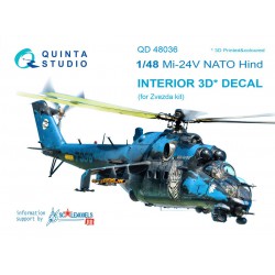 QUINTA STUDIO QD48036 1/48 Mi-24V NATO (black panels) 3D-Printed & coloured Interior on decal paper (for Zvezda kit)
