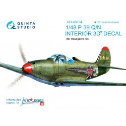 QUINTA STUDIO QD48034 1/48 P-39Q/N 3D-Printed & coloured Interior on decal paper (for Hasegawa kit)