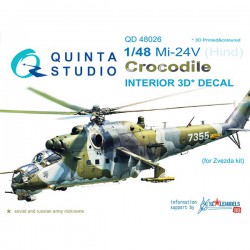 QUINTA STUDIO QD48026 1/48 Mil Mi-24V Crocodile Interior 3D-Printed & coloured Interior on decal paper