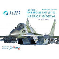 QUINTA STUDIO QD48024 1/48 1/48 MiG-29 SMT (9-19) 3D-Printed & coloured Interior on decal paper (for GWH kits)