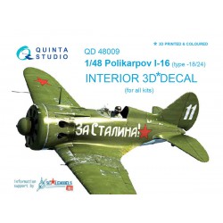 QUINTA STUDIO QD48009 1/48 I-16 type 18/24 3D-Printed & coloured Interior on decal paper (for all kits)