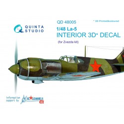 QUINTA STUDIO QD48005 1/48 La-5 3D-Printed & coloured Interior on decal paper (for Zvezda kit)