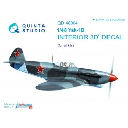 QUINTA STUDIO QD48004 1/48 Yak-1B (late production) 3D-Printed & coloured Interior on decal pape (for all kits)