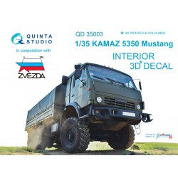 QUINTA STUDIO QD35003 1/35 KAMAZ 5350 Mustang Family 3D-Printed & coloured Interior on decal paper (for Zvezda kits)