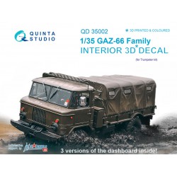 QUINTA STUDIO QD35002 1/35 GAZ-66 Family 3D-Printed & coloured Interior on decal paper (for Trumpeter kits)